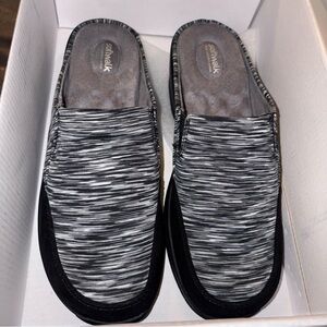 Softwalk Alcon Black/Gray Clog Mules Fabric/Leather Upper Size 8 1/2M